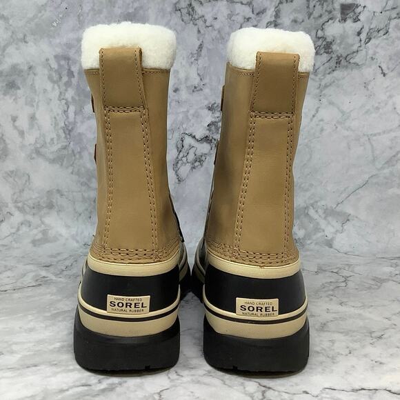 Sorel Youth Sz 5 Tan Caribou Waterproof Leather Winter Snow Boots Lace Up P18-11 - Picture 5 of 12